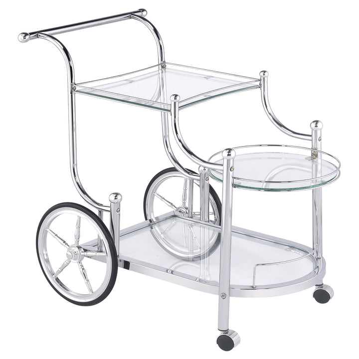 Coaster Furniture 910076 Sarandon 3-tier Glass Shelf Metal Bar Cart Chrome
