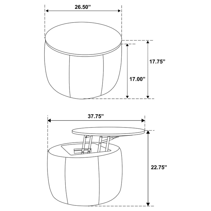 Coaster Furniture 910147 Tesoro Round Upholstered Lift Top Storage Ottoman Grey