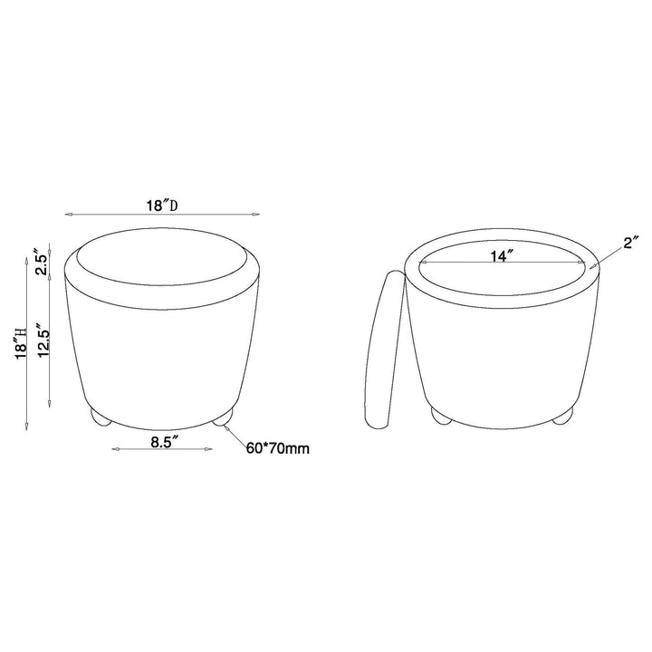 Coaster Furniture 910229 Valia Faux Sheepskin Upholstered Round Storage Ottoman Ivory