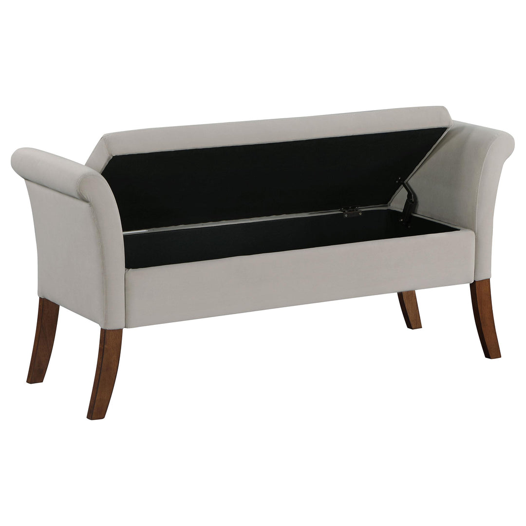 Coaster Furniture 910238 Farrah Velvet Upholstered Rolled Arm Storage Bench Beige