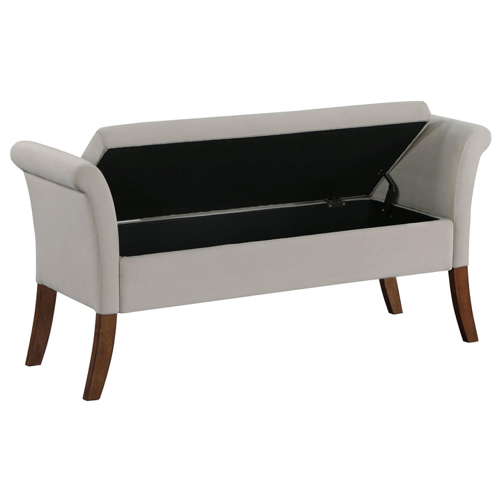 Coaster Furniture 910238 Farrah Velvet Upholstered Rolled Arm Storage Bench Beige