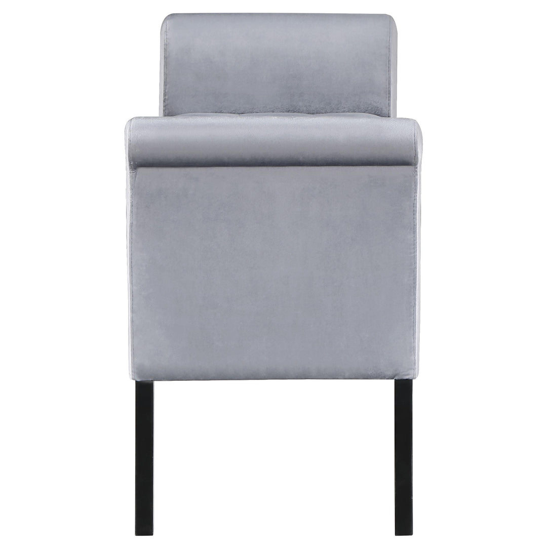 Coaster Furniture 910239 Farrah Velvet Upholstered Rolled Arm Storage Bench Silver