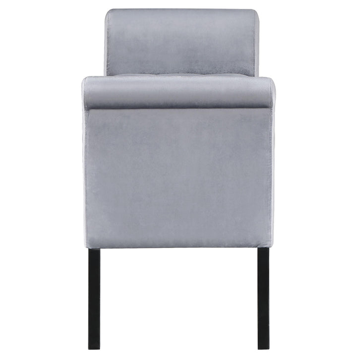 Coaster Furniture 910239 Farrah Velvet Upholstered Rolled Arm Storage Bench Silver