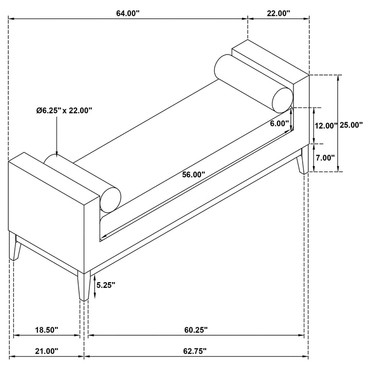 Coaster Furniture 910270 Rosie Upholstered Accent Bench with Armrests Vanilla