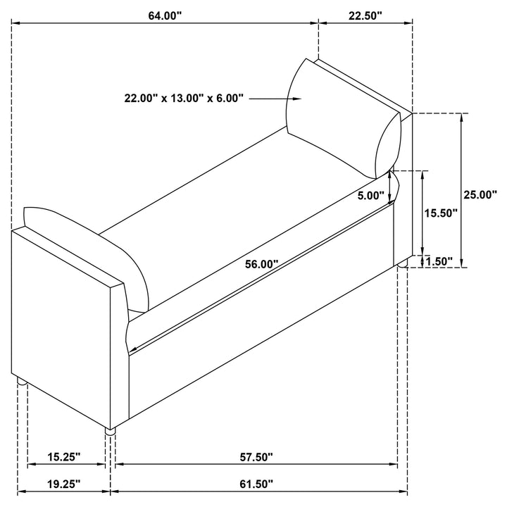 Coaster Furniture 910280 Robin Upholstered Accent Bench with Armrests Brown