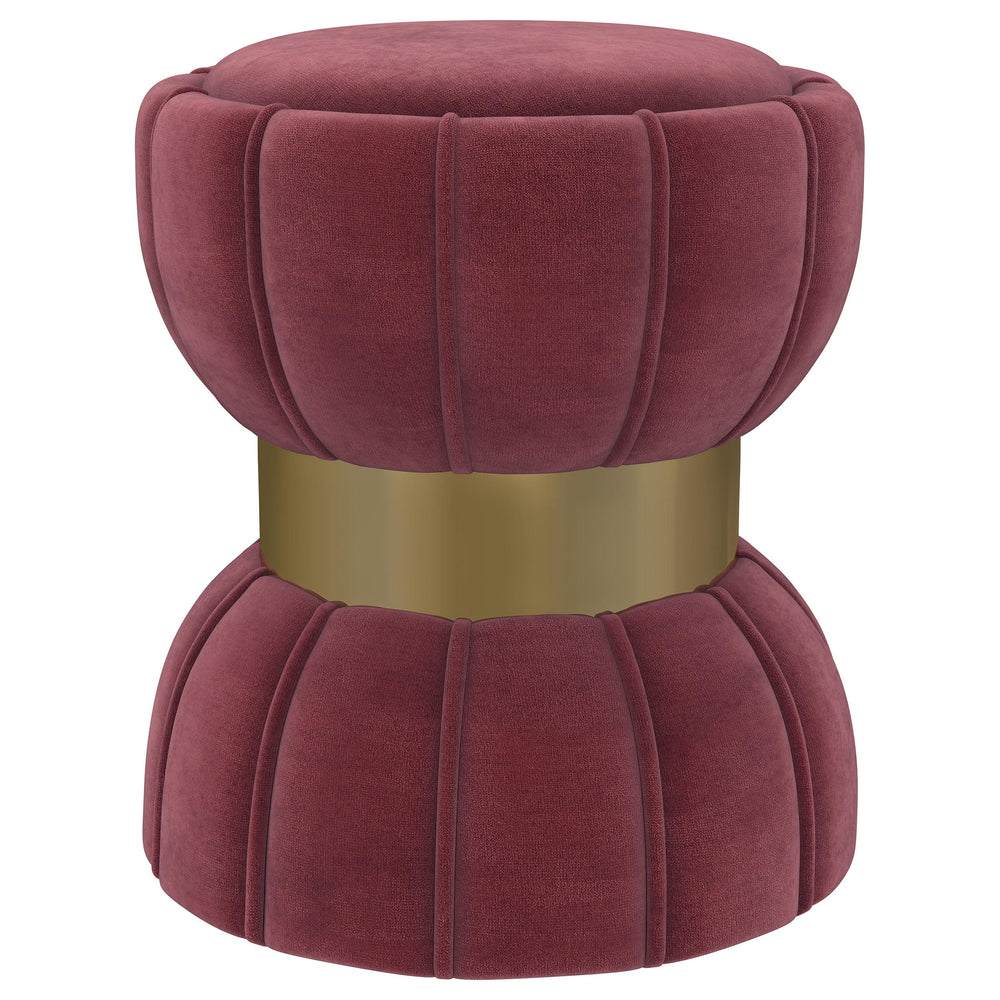 Coaster Furniture 910290 Sora Round Upholstered Ottoman Berry