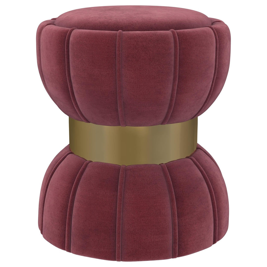 Coaster Furniture 910290 Sora Round Upholstered Ottoman Berry