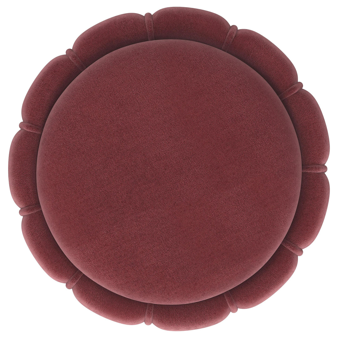 Coaster Furniture 910290 Sora Round Upholstered Ottoman Berry