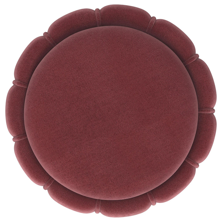Coaster Furniture 910290 Sora Round Upholstered Ottoman Berry
