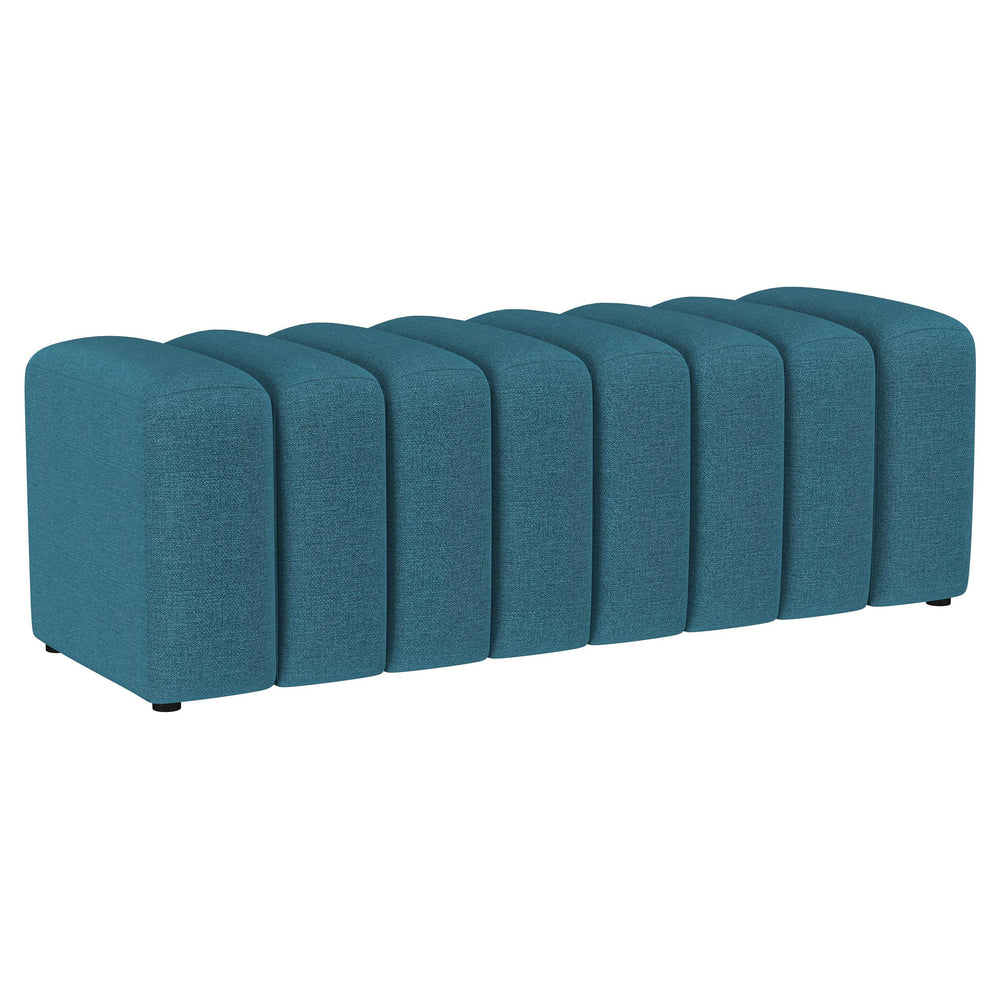Coaster Furniture 910293 Summer Fabric Upholstered Tufted Accent Bench Peacock Blue