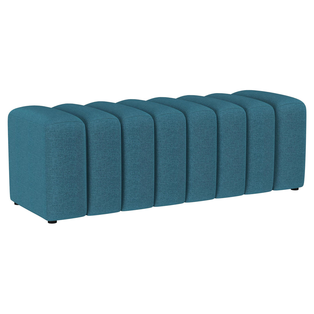 Coaster Furniture 910293 Summer Fabric Upholstered Tufted Accent Bench Peacock Blue