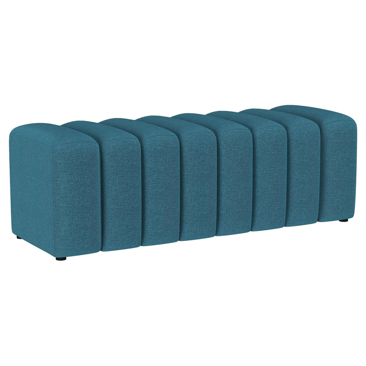 Coaster Furniture 910293 Summer Fabric Upholstered Tufted Accent Bench Peacock Blue