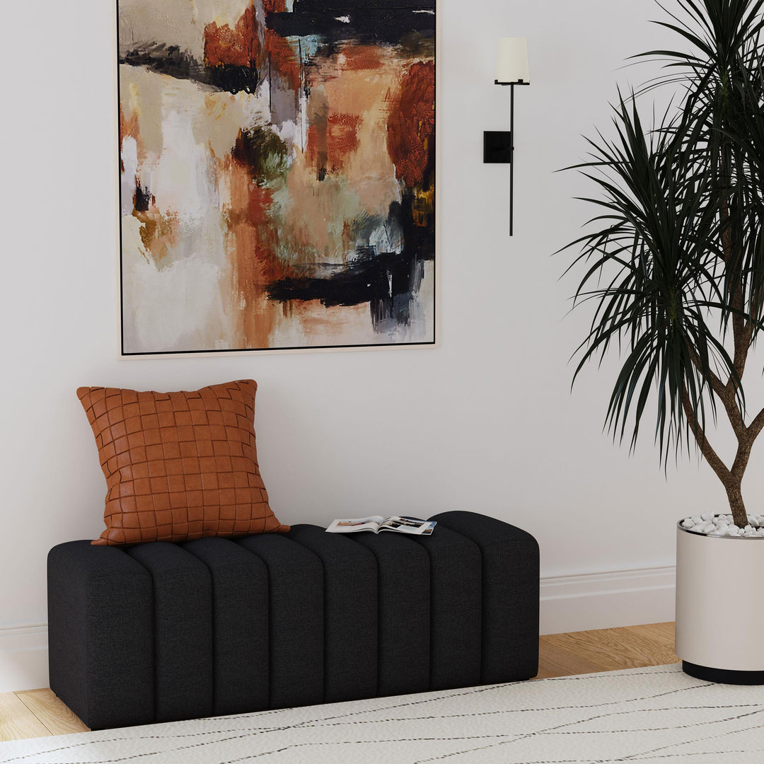 Coaster Furniture 910294 Summer Fabric Upholstered Tufted Accent Bench Charcoal