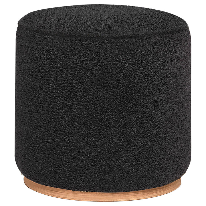 Coaster Furniture 910301 Zena Faux Sheepskin Upholstered Round Ottoman Black