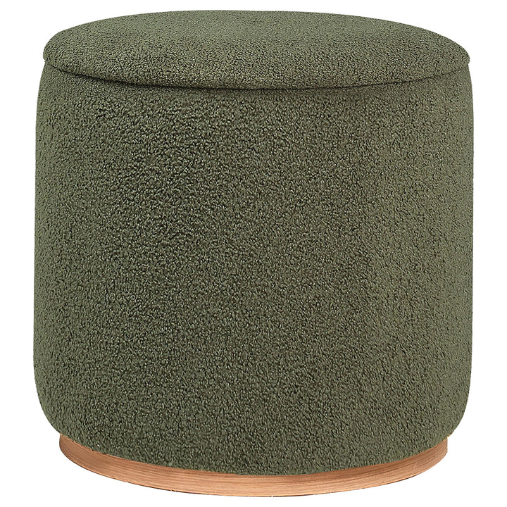 Coaster Furniture 910302 Zena Faux Sheepskin Upholstered Round Ottoman Green