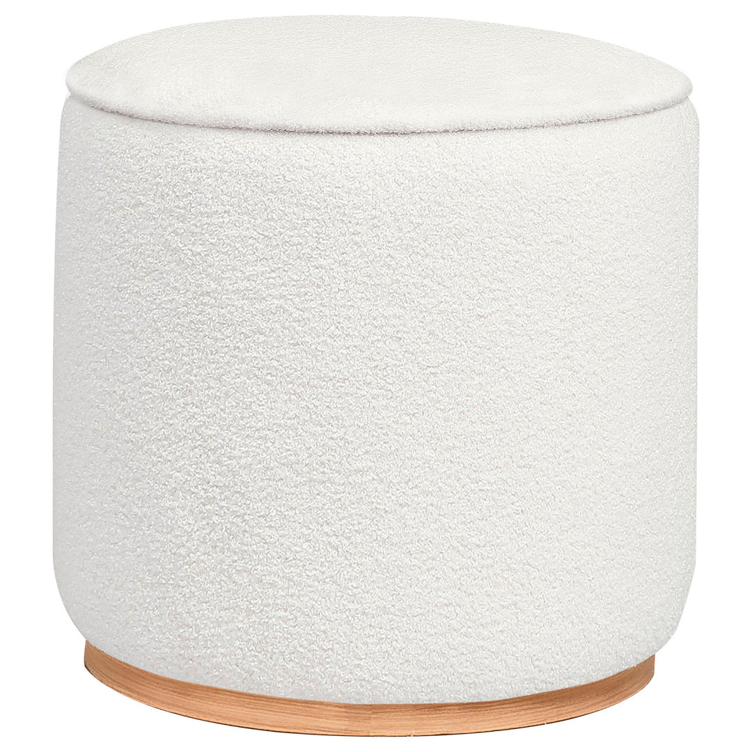 Coaster Furniture 910303 Zena Faux Sheepskin Upholstered Round Ottoman Ivory