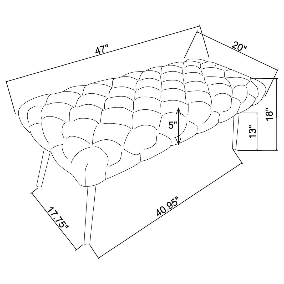 Coaster Furniture 910334 Ella Upholstered Tufted Bench Stainless Steel Legs Ivory