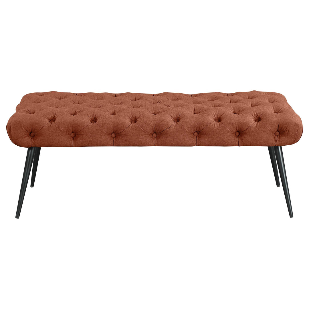 Coaster Furniture 910335 Ella Upholstered Tufted Bench Metal Legs Rust