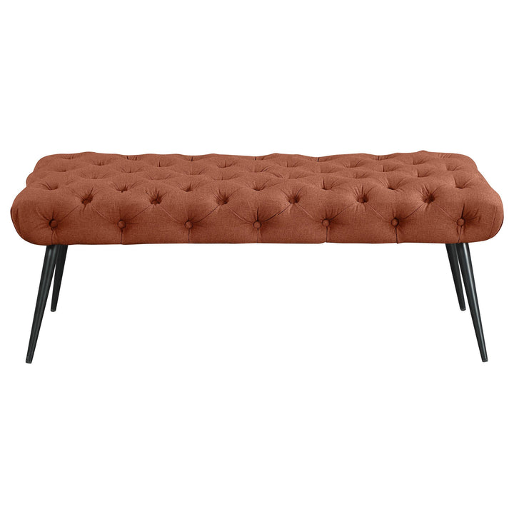 Coaster Furniture 910335 Ella Upholstered Tufted Bench Metal Legs Rust