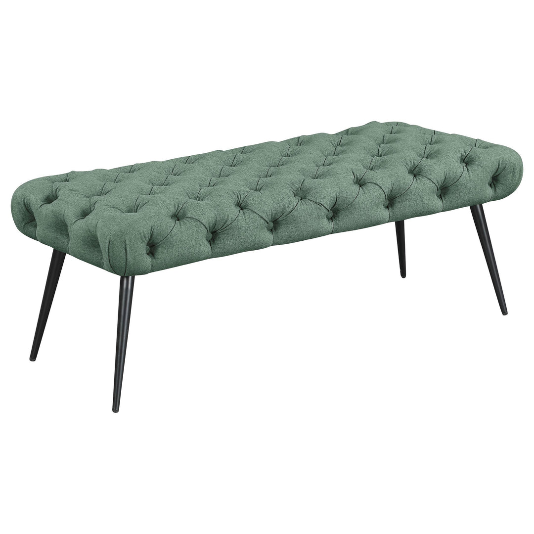 Coaster Furniture 910336 Ella Upholstered Tufted Bench Metal Legs Teal