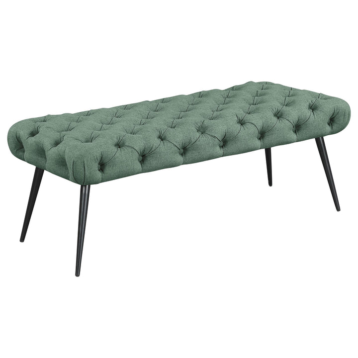 Coaster Furniture 910336 Ella Upholstered Tufted Bench Metal Legs Teal