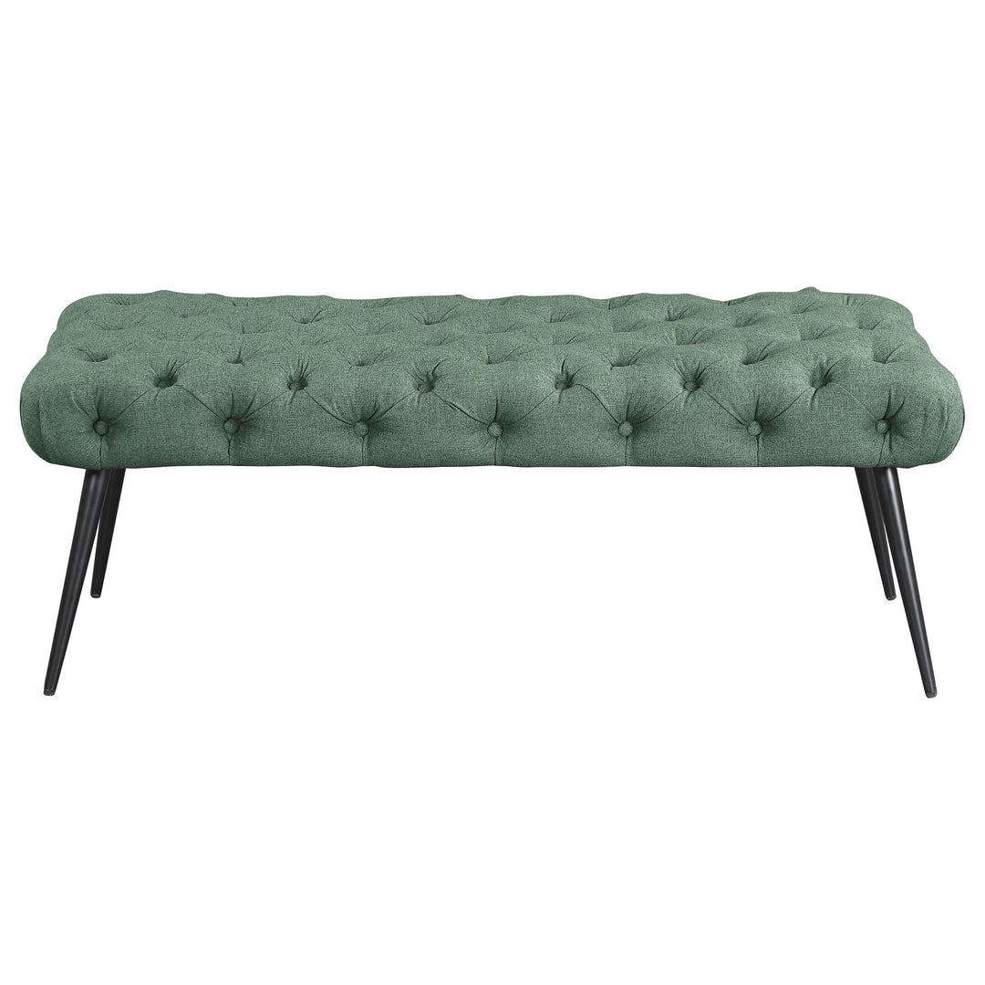 Coaster Furniture 910336 Ella Upholstered Tufted Bench Metal Legs Teal