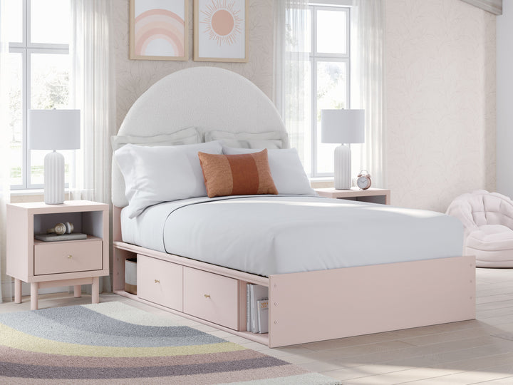 Wistenpine - Full Upholstered Panel Bed With Side Storage - Blush by Ashley Furniture product image