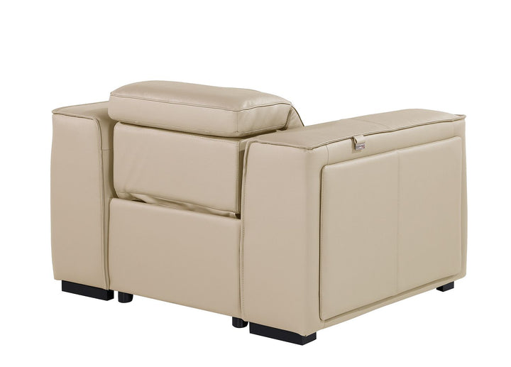 DivanItalia 1224 Top Grain Italian Leather Power Reclining Chair with Power Headrests - Beige