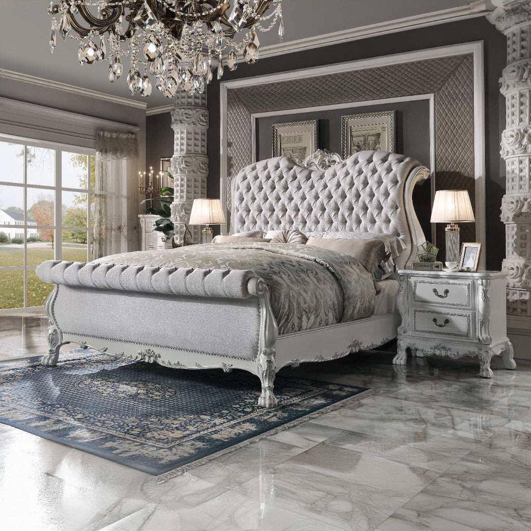 Dresden - California King Bed - Fabric & Bone White