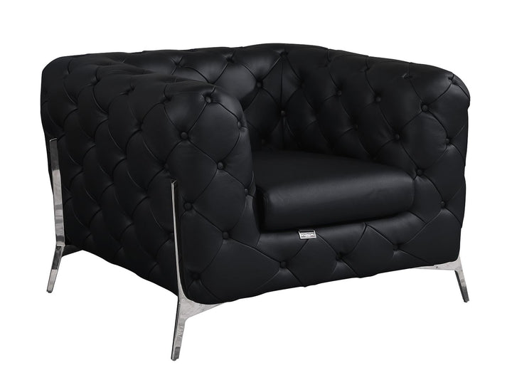 DivanItalia 970 Chair in Top-Grain Italian Leather - Black