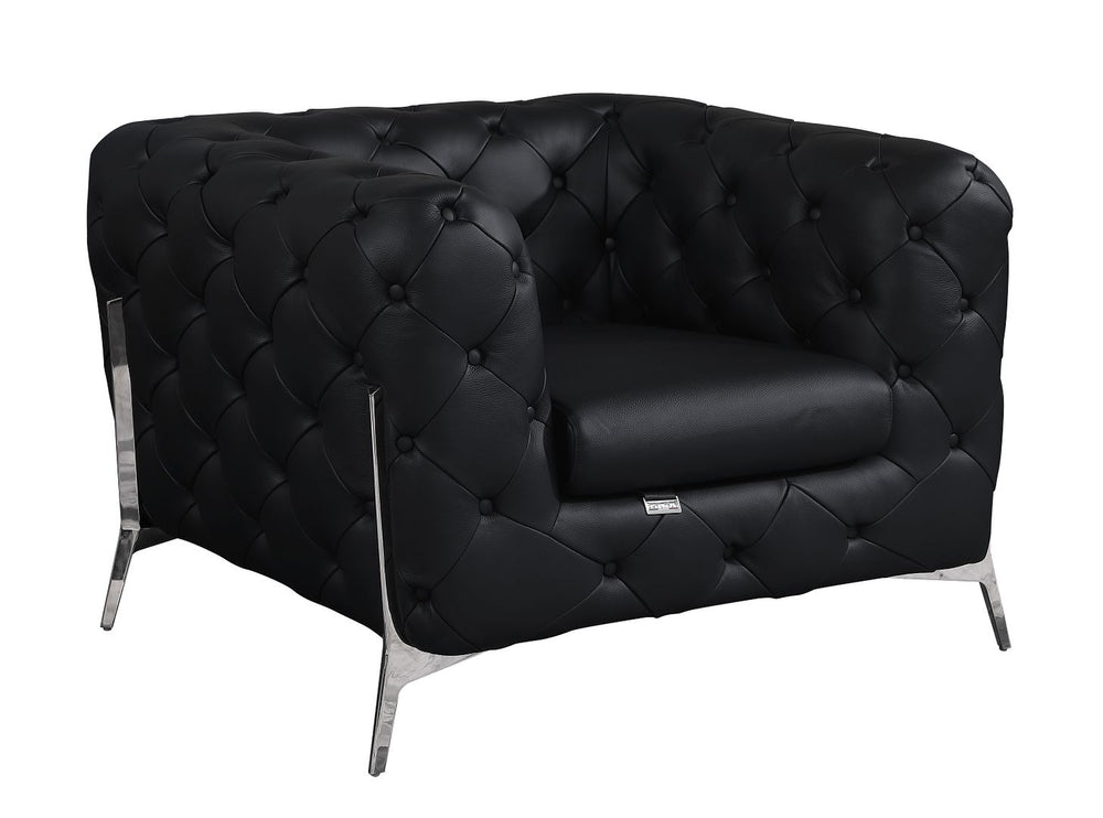 DivanItalia 970 Chair in Top-Grain Italian Leather - Black