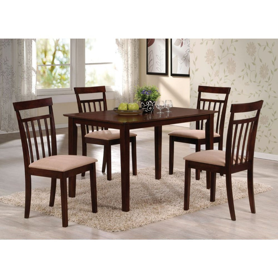 ACME Furniture Samuel 5 Piece Dining Set Beige Microfiber &Espresso