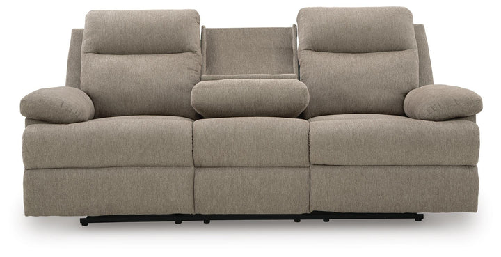 Side-Swipe Reclining Sofa with Drop Down Table - Beige (5)