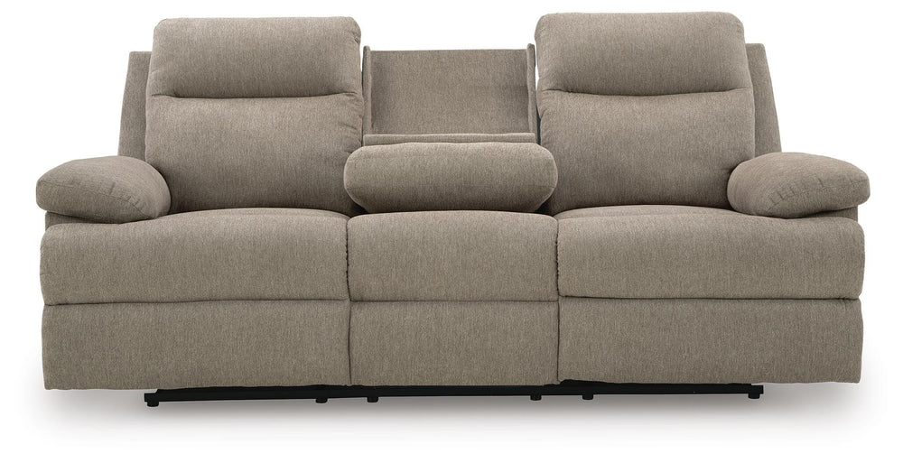 Side-Swipe Reclining Sofa with Drop Down Table - Beige (5)