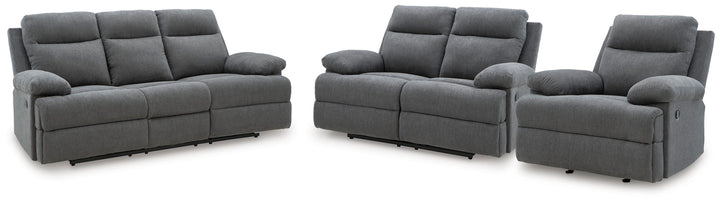 Side-Swipe Reclining Sofa, Loveseat and Recliner (1)