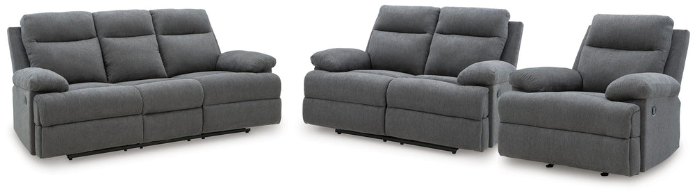 Side-Swipe Reclining Sofa, Loveseat and Recliner (1)