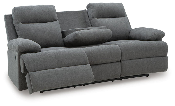 Side-Swipe Reclining Sofa with Drop Down Table - Dark Gray (3)