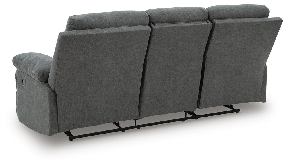 Side-Swipe Reclining Sofa with Drop Down Table - Dark Gray (6)
