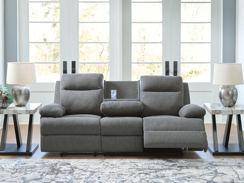 Side-Swipe Reclining Sofa with Drop Down Table - Dark Gray (7)