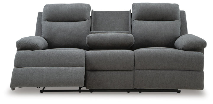 Side-Swipe Reclining Sofa with Drop Down Table - Dark Gray (5)