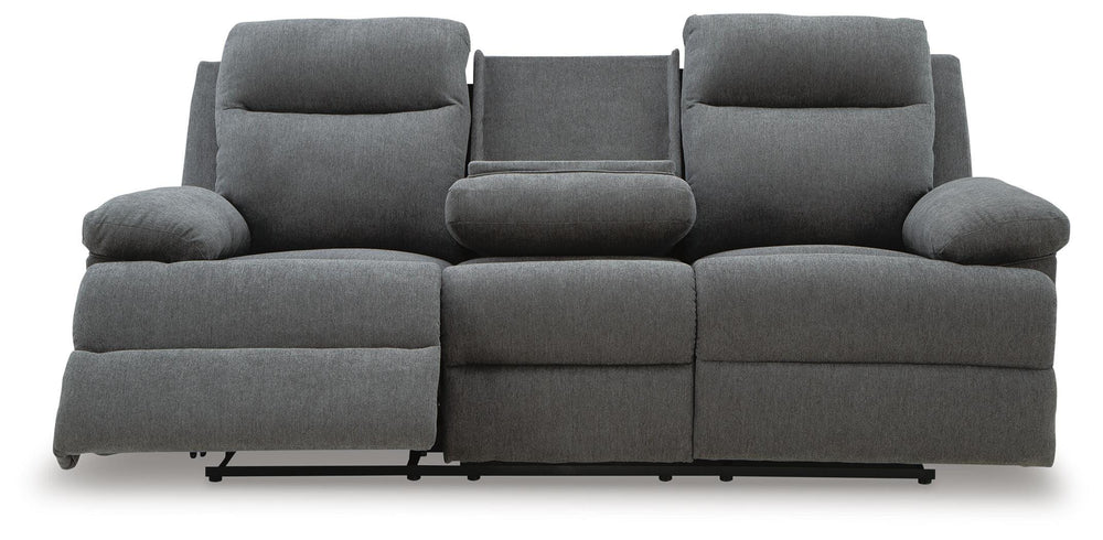 Side-Swipe Reclining Sofa with Drop Down Table - Dark Gray (5)