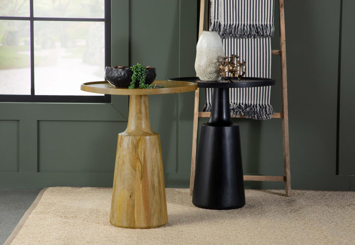 Coaster Furniture 915109 Ixia Round Solid Mango Wood Accent Side Table Black Stain