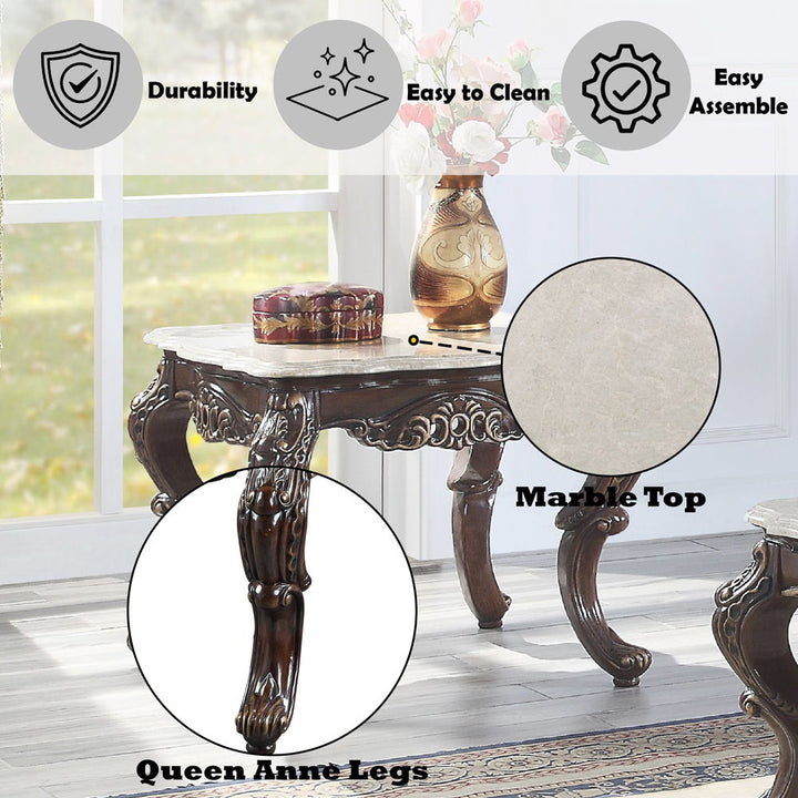 Benbek - End Table - Marble & Antique Oak