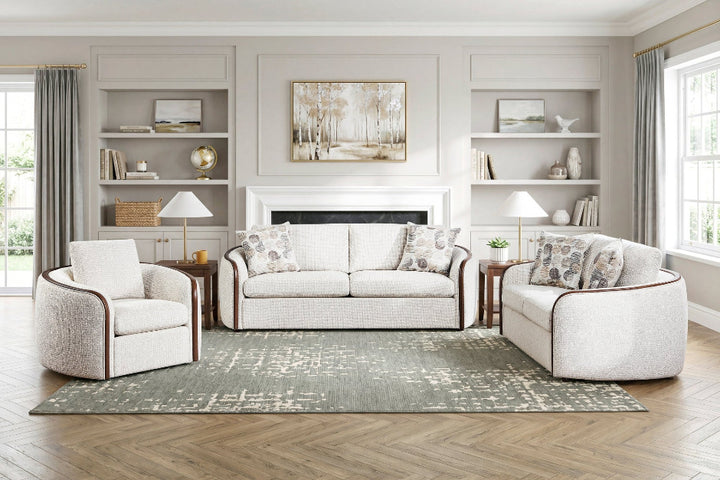 Loom Mid-Century Modern Chenille Sofa, Loveseat and Swivel Chair
