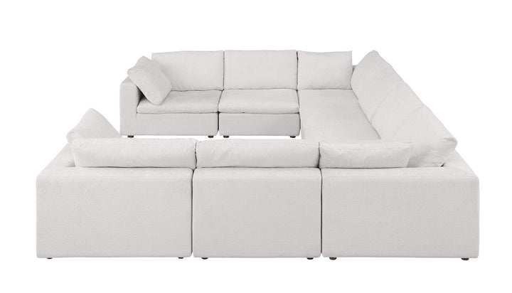 DivanItalia 1100 8-Piece U-Shaped Sectional in Top-Grain Italian Leather - Light Gray
