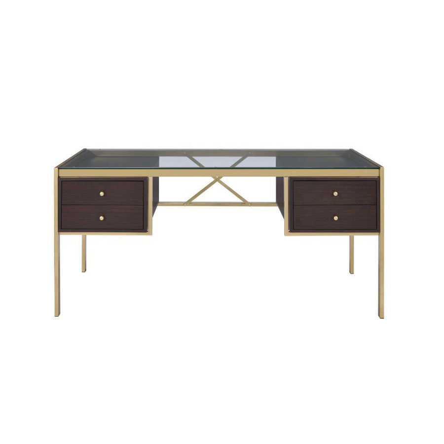 ACME Furniture Yumia Writing Desk Gold & Walnut