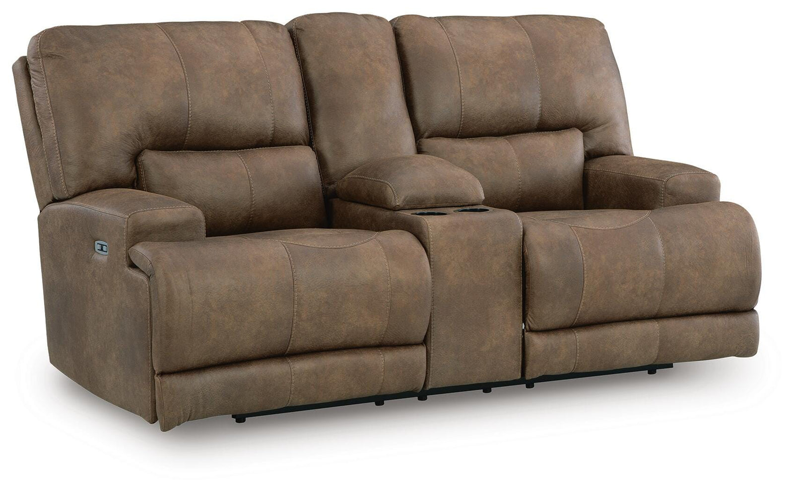 Beckley Place Power Reclining Loveseat with Console - Dark Brown (1)