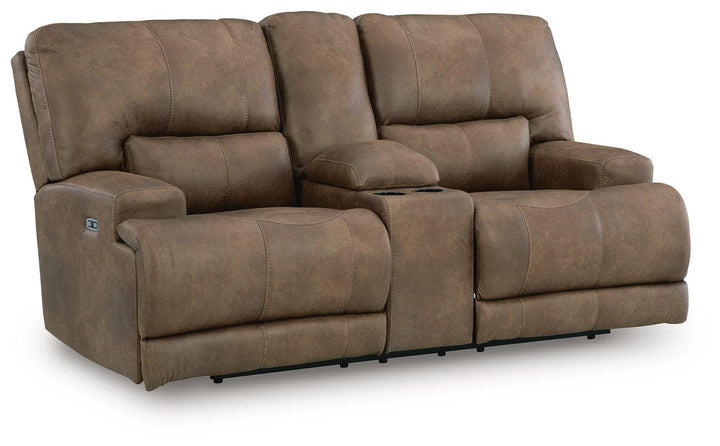 Beckley Place Power Reclining Loveseat with Console - Dark Brown (1)