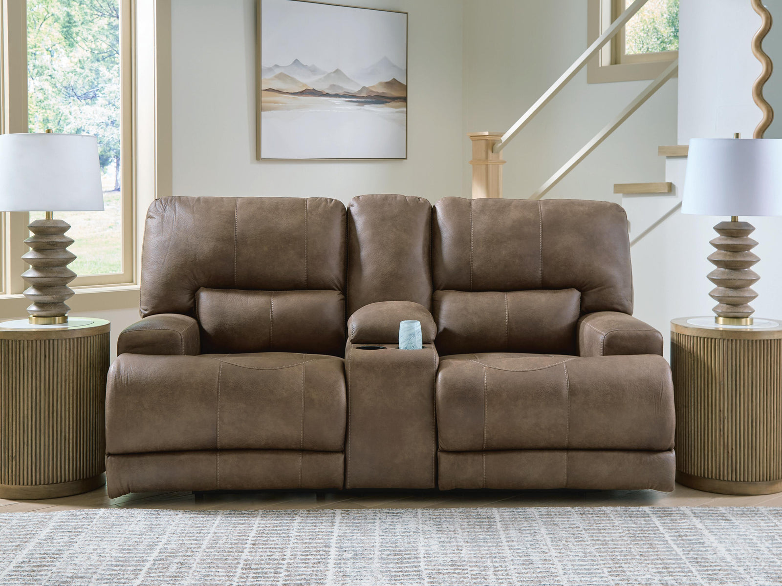 Beckley Place Power Reclining Loveseat with Console - Dark Brown (2)