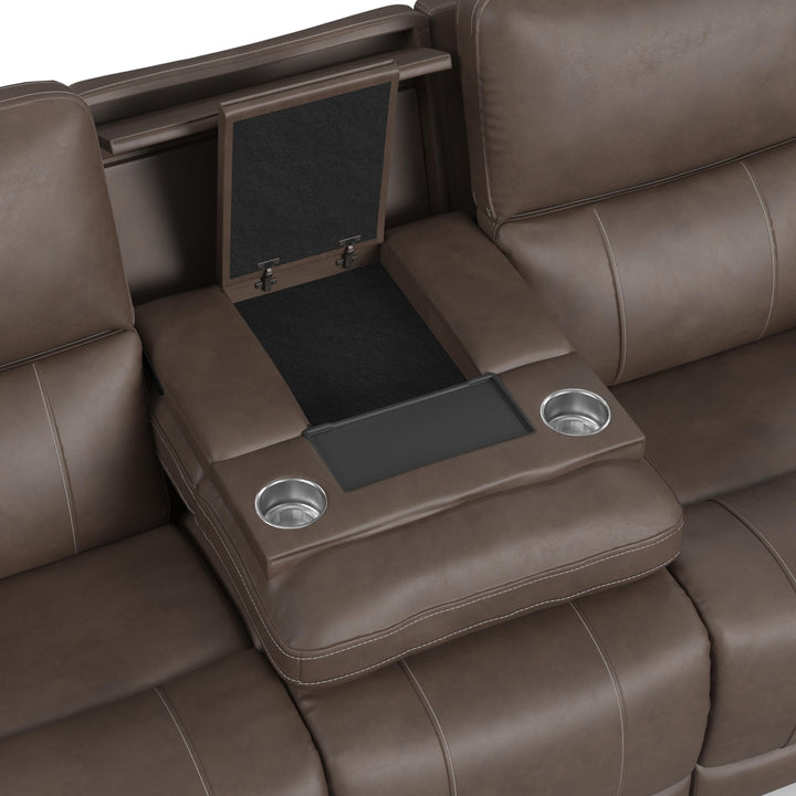 Flexsteel 1587-63PH-88672 Carter  Power Reclining Sofa With Console & Power Headrests & Lumbar  Cappuccino